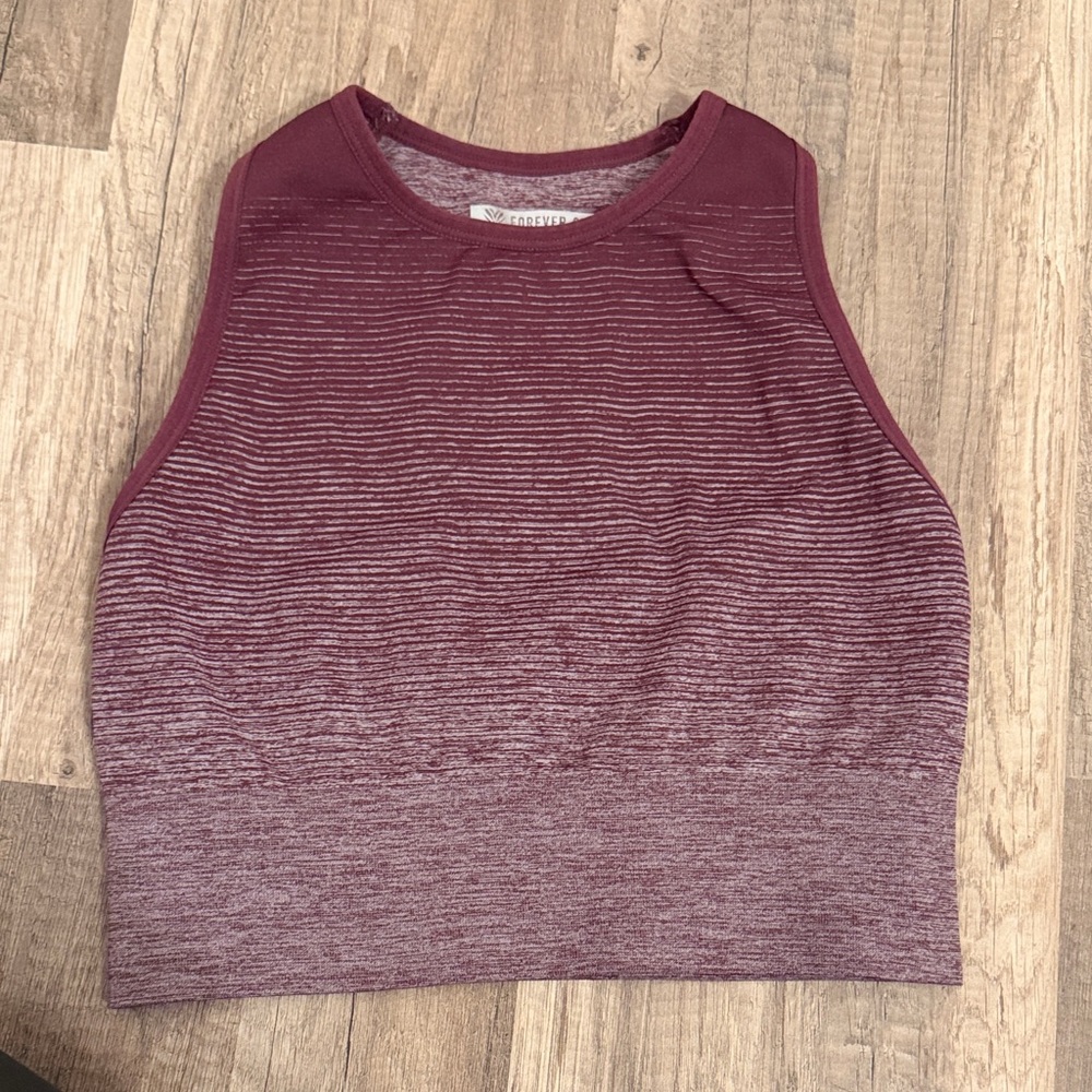 Forever 21 Burgundy Heathered Crop Top